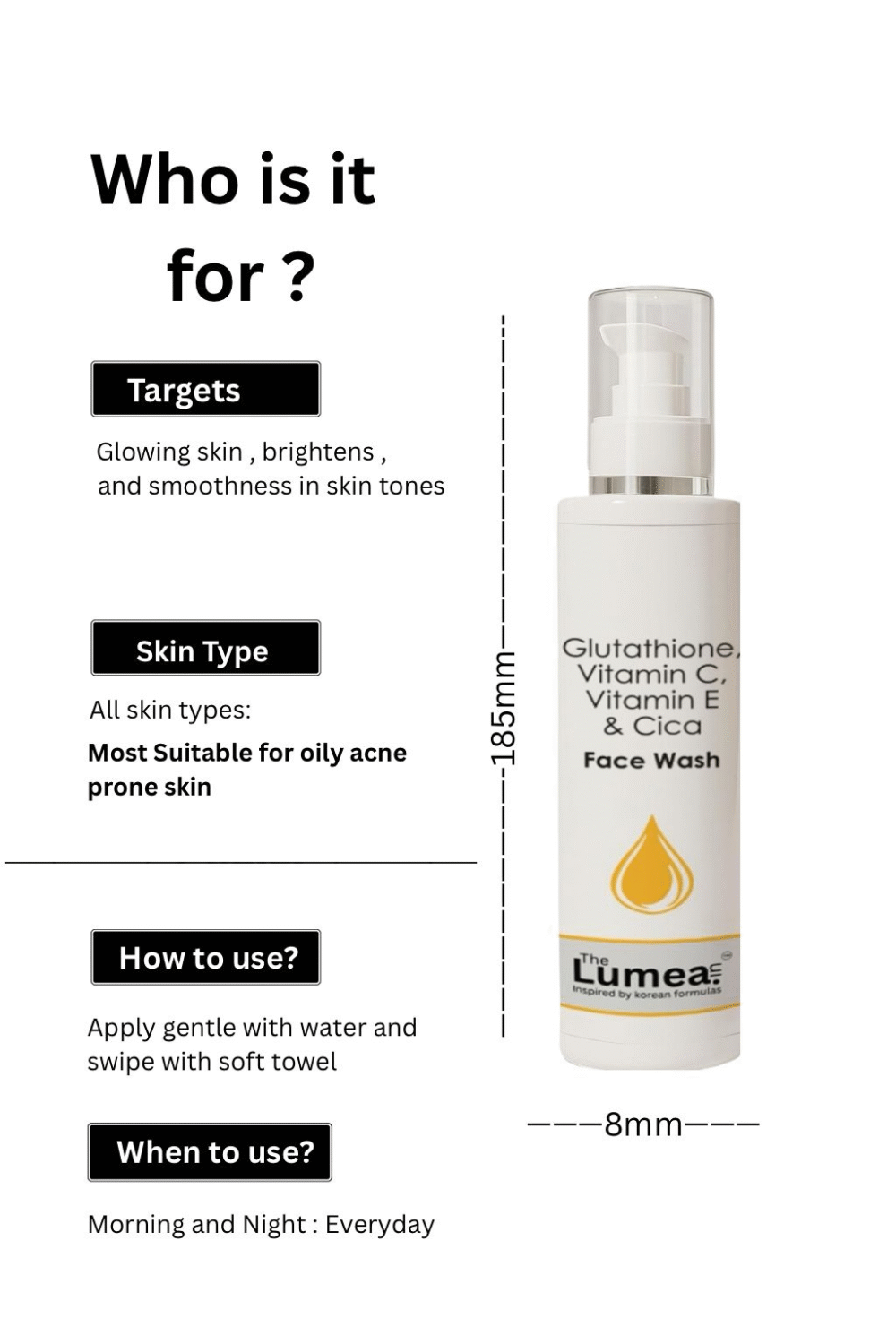 Brightening & Repair Face Wash with Glutathione, Vitamin C, Vitamin E & Cica - Image 2